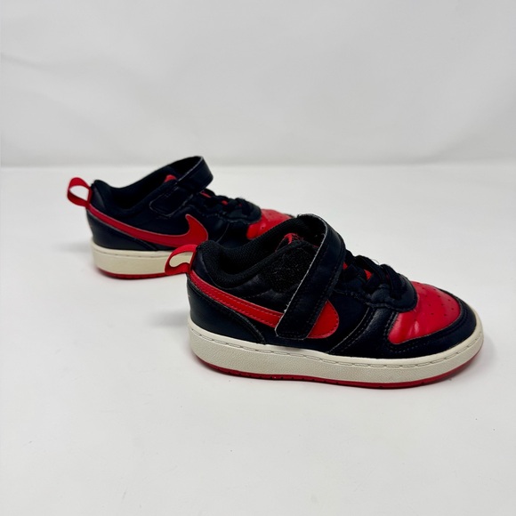 Nike Kids Court Borough Black and Red Sneakers - Picture 2 of 6